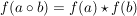 $ f(a \circ b) = f(a) \star f(b) $